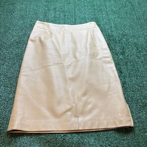 VTG ESCADA Leather  Pencil  Skirt Sz EU 36/xs Beige Boho Western Casual Italy